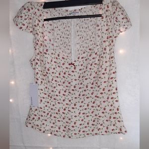 Reformation, Size 10, Creme Color With Red Roses